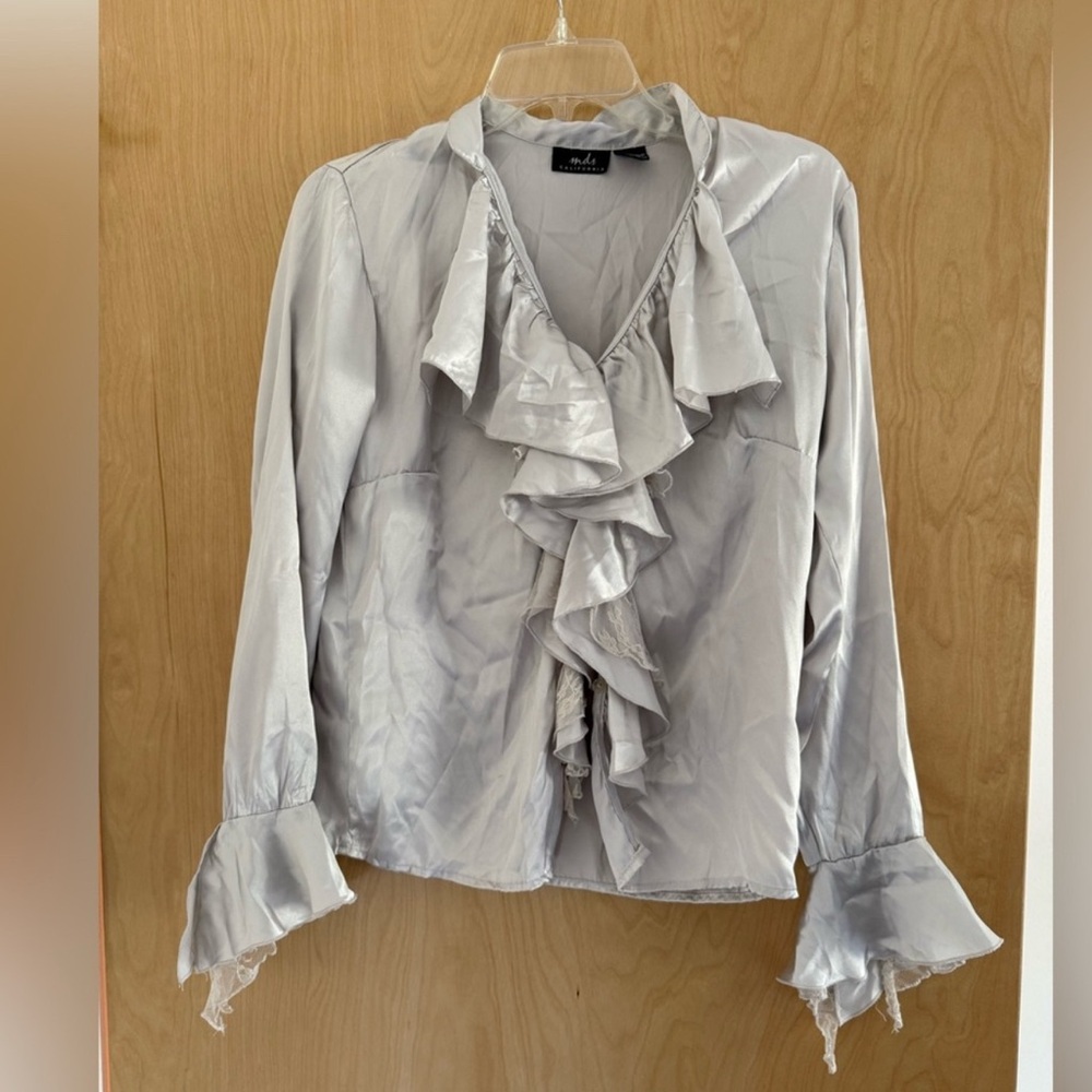 Elegant Silver Ruffled Blouse